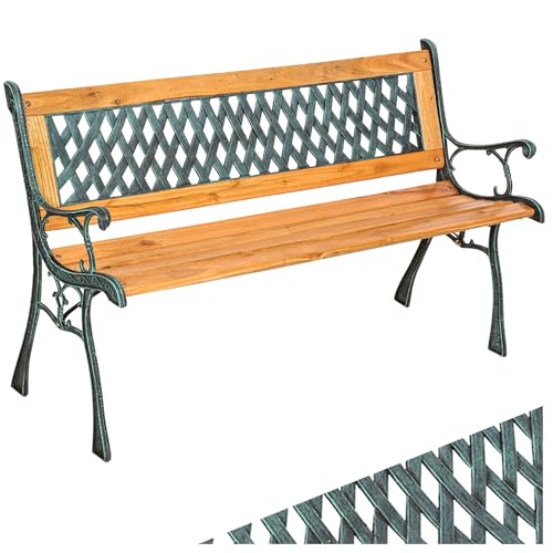 tectake® 2-Sitzer Gartenbank wetterfest, Gartenbank Holz im Landhausstil für Wintergarten Möbel, als romantische Balkonbank, Holzbank Garten, Gartenmöbel Bänke 128 x 51 x 73 cm von tectake