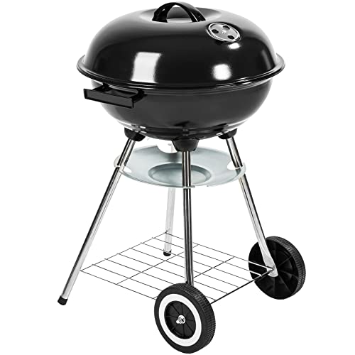 TecTake 3in1 BBQ Holzkohlegrill Barbecue Smoker Räuchertonne Räuchergrill mit Thermostat -diverse Modelle- (Kugelgrill) von tectake