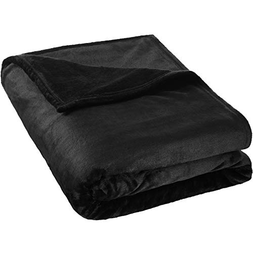 tectake® Kuscheldecke Cashmere Feeling Mikrofaser Microfaser Decke Tagesdecke + Tragetasche -Diverse Farben und Größen- (Schwarz, 220x240cm) von tectake