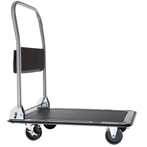 tectake® Plattformwagen, Transportwagen klappbar, Transportroller, Rollwagen Metall, Wagen Transporter Transporthilfe, Montagewagen, Schiebewagen, Transport Trolley, Klappwagen - schwarz, 150 kg von tectake