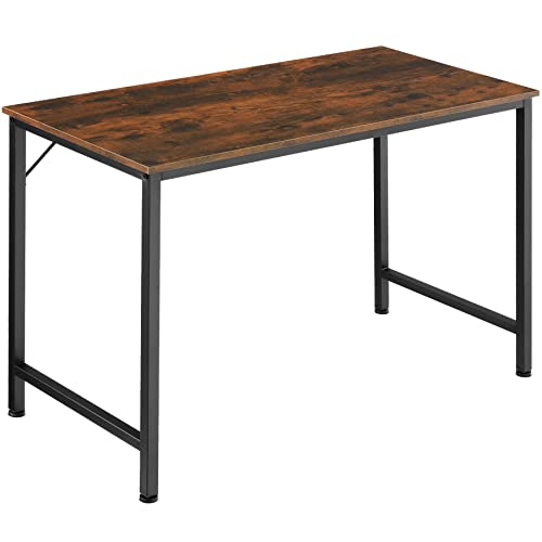 tectake Schreibtisch, schmaler Computertisch, 80/100/120/140 cm, Kleiner Bürotisch im Industrie-Design, für Home Office Büro, Holz, schwarzes Metallgestell (Industrial Dunkelbraun, 120 cm) von tectake