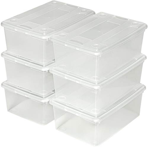 tectake Schuhbox mit Deckel stapelbar transparent Aufbewahrungsbox | 33x23x12cm | - Diverse Mengen - (1x 6er Set | Nr. 401685) von tectake