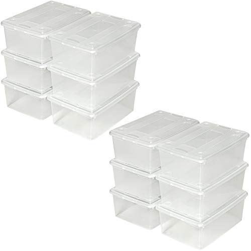 tectake Schuhbox mit Deckel stapelbar transparent Aufbewahrungsbox | 33x23x12cm | - Diverse Mengen - (2X 6er Set | Nr. 402005) von tectake