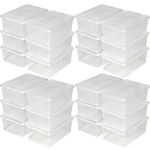 tectake Schuhbox mit Deckel stapelbar transparent Aufbewahrungsbox | 33x23x12cm | - Diverse Mengen - (4X 6er Set | Nr. 402006) von tectake