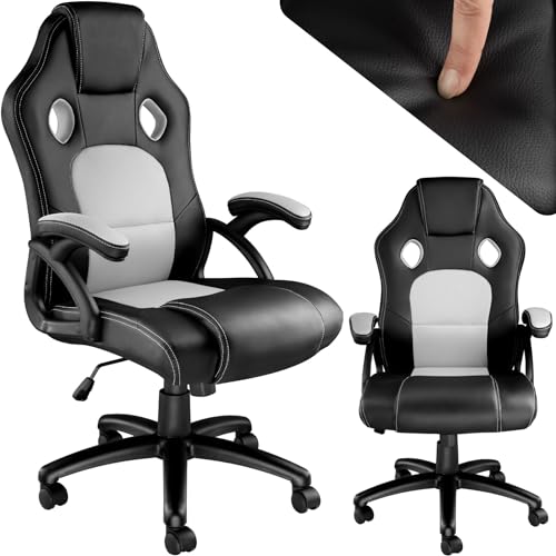tectake Bürostuhl ergonomisch, Schreibtischstuhl für Home Office, Büro oder Wohnzimmer, Gaming Stuhl mit Schalensitz und ergonomischem Design, Diverse Farben - schwarz/grau von tectake