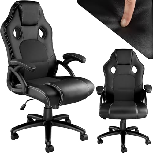 tectake Bürostuhl ergonomisch, Schreibtischstuhl für Home Office, Büro oder Wohnzimmer, Gaming Stuhl mit Schalensitz und ergonomischem Design, Diverse Farben - schwarz von tectake