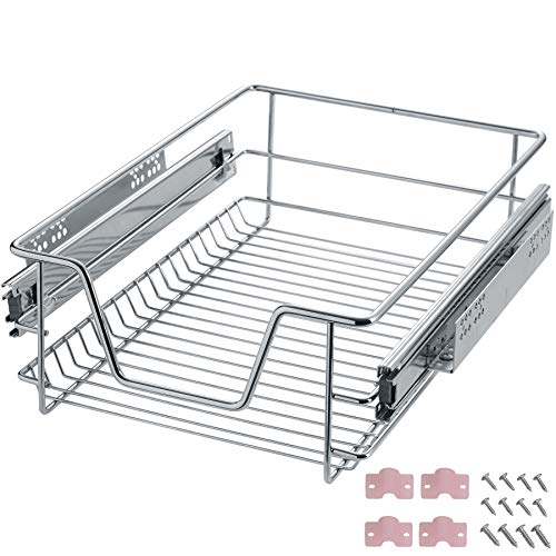 tectake® Teleskopschublade, ausziehbare Schublade, Teleskopregal nachrüsten, Schublade Unterschrank Küche, Regal Küche, Schubladen Organizer Büro, Badezimmerunterschrank - passend für 40cm von tectake