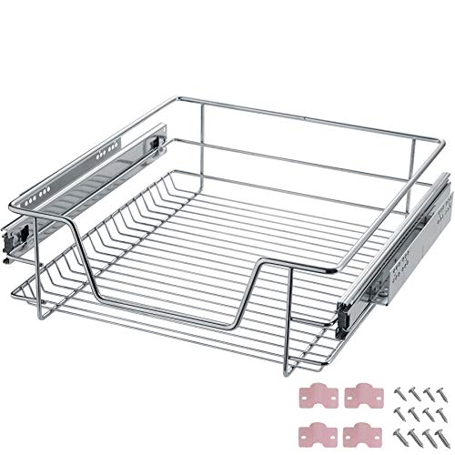 tectake® Teleskopschublade, ausziehbare Schublade, Teleskopregal nachrüsten, Schublade Unterschrank Küche, Regal Küche, Schubladen Organizer Büro, Badezimmerunterschrank - passend für 50cm von tectake