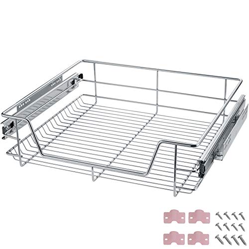 tectake® Teleskopschublade, ausziehbare Schublade, Teleskopregal nachrüsten, Schublade Unterschrank Küche, Regal Küche, Schubladen Organizer Büro, Badezimmerunterschrank - passend für 60cm von tectake