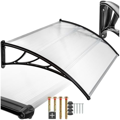 tectake® Vordach für Haustür, Überdachung Terrasse Tür, Haustür Vordach, Balkon Überdachung, Unterstand, Dach für Fenster, Schaufenster und Eingangstür, Montage an Fassadenverkleidung aussen - 120 cm von tectake