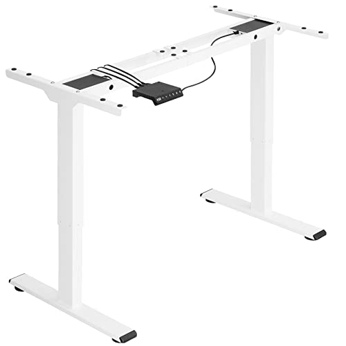 tectake 800961 Elektrisch höhenverstellbarer Schreibtisch, in Höhe und Breite stufenlos einstellbares Tischgestell, mit Memory-Steuerung und Antikollisionssystem, 2 Motoren (Weiß | Nr. 404310) von tectake