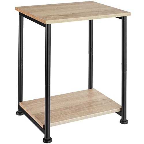 tectake Beistelltisch mit 2 Ebenen aus Holz, Nachttisch im Industrie-Design, 38,5 x 30 x 51,5 cm, für Wohnzimmer Schlafzimmer Büro Flur, schwarzes Metallgestell (Industrial Holz hell, Eiche Sonoma) von tectake