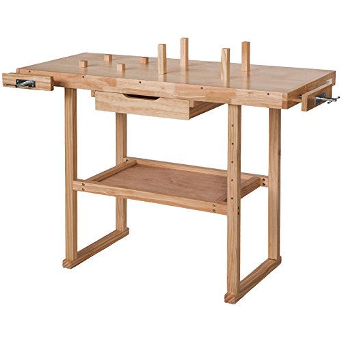 tectake® Holz Werkbank mit Schraubstock - Diverse Größen - (L) von tectake