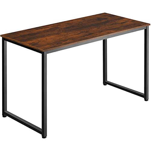 tectake Schreibtisch, Computertisch im Industrie-Design, 120/140 x 59 x 76,5 cm, Tisch für Arbeitszimmer, Büro, Home Office, Holz, schwarzes Metallgestell (Industrial Dunkelbraun, 120 cm) von tectake