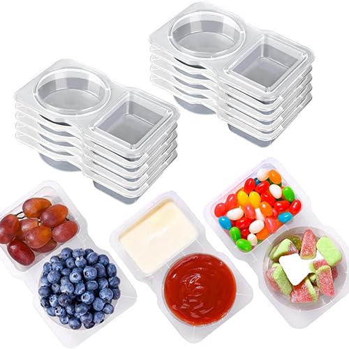 Tecbeauty Wiederverwendbare Snack-Behälter mit Deckel, 2 Fächer, Snack-Behälter für Mahlzeiten, Camping, Outdoor, 50 Stück von Tecbeauty