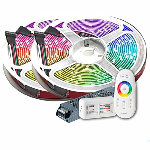 10M PREMIUM LED Streifen Band Strip 24V RGB+WW RGBW 5050 SMD RGB+Warmweiss LED Lichtleiste 600LEDs 60LED's/M+controll mit RF TOUCH Fernbedienung +24v 12,5A 300W Netzteil Ultra Slim Trafo - Sicher von TechCore