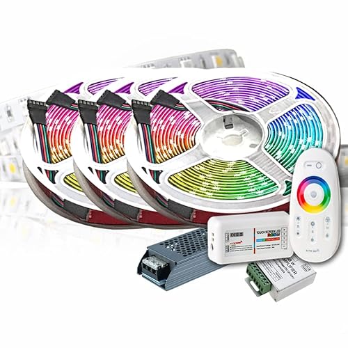 15M 24V RGB+NW RGBW LED Streifen LED Band LED Strip 5050 SMD RGB+ Kaltweiss LED Lichtleiste 900LEDs 60LED's/M+controll mit RF TOUCH Fernbedienung +24v 12.5A 300W Netzteil SLIM TRAFO von TechCore