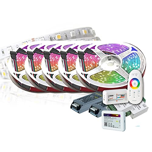 25M PREMIUM 24V RGB+WW RGBW LED Streifen Band Strip 5050 SMD RGB+Warmweiss LED Lichtleiste 1500LEDs 60LED's/M+WLAN WiFi MiLight control Smartphone +Netzteil ULTRA SLIM STROMVERSORGUNG - Sicher 25M PREMIUM 24V RGB+WW RGBW LED Streifen Band Strip 5050 SMD RGB+Warmweiss LED Lichtleiste 1500LEDs 60LED's/M+WLAN WiFi MiLight control Smartphone +Netzteil ULTRA SLIM STROMVERSORGUNG - Sicher von TechCore