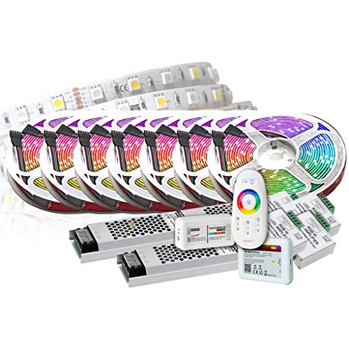 35M PREMIUM 24V RGB+WW RGBW LED Streifen Band Strip 5050 SMD RGB+Warmweiss LED Lichtleiste 1500LEDs 60LED's/M+WLAN WiFi MiLight control Smartphone +Netzteil ULTRA SLIM STROMVERSORGUNG - Sicher von TechCore