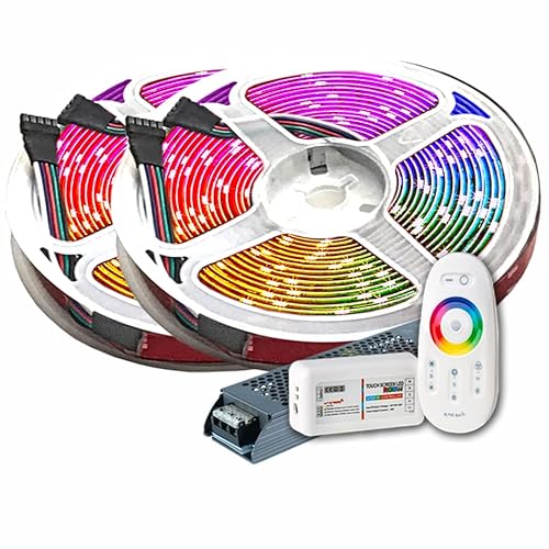 TechCore 10M PREMIUM 24V 4in1 RGBWW RGBW LED Streifen Band Strip 5050 SMD RGB mit Warm weiss Lichtleiste 600LEDs 60LED's/M+ Steuerung touch +24v 12.5A 300W Netzteil ULTRA SLIM TRAFO von TechCore