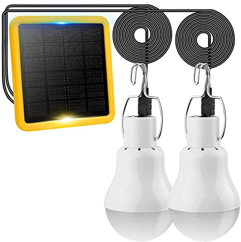 TechKen 2 Stück Solar Glühbirne, Solarlampe LED Licht Tragbare Birne Solarlampen Lämpchen 3 W,3 m Ladekabel Solar Panel Beleuchtung (Stil 2) von TechKen