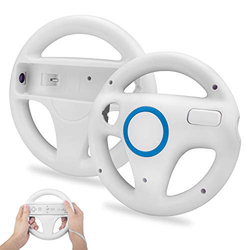 TechKen 2 STK Racing Lenkrad Wheel für Wii Fernbedienung Kompatibel mit Wii Kart,Racing Wheel für Wii Controller Kunststoff Game Lenkrad für Wii Racing Spiele von TechKen
