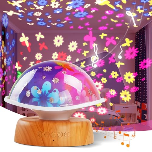 TechKen Projektor Nachtlicht für Kinder,Nachttischlampe Mondlicht, Kids Mushroom LED Projektion Phantom Licht mit Bluetooth-Lautsprecher Umgebungslicht Polarlicht Lampe Nordlicht Projektor Lampe von TechKen