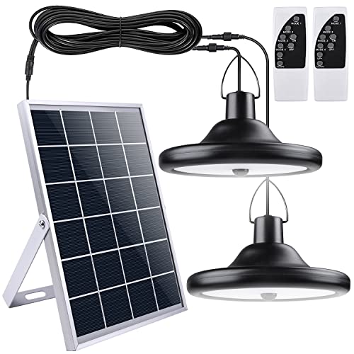 TechKen Solarlampen für Außen & Innen Mit Fernbedienung - Hängelampen Mit 5M Kabel, 56 LED, 1000LM - 4 Modi, 6 Helligkeitsstufen Dimmbar - Pendelleuchte (2 Stück) von TechKen