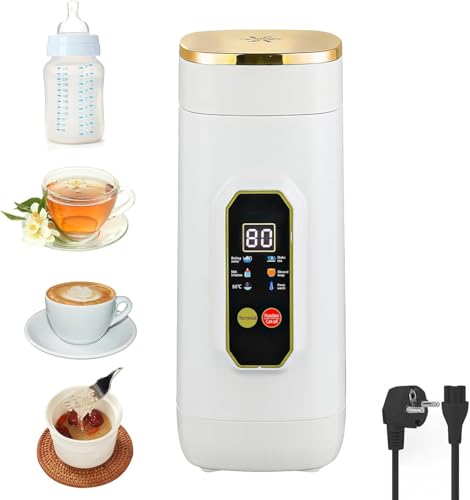 Reisewasserkocher Klein, 450ml Tragbarer Mini Wasserkocher mit 6 Temperatureinstellung LED-Display Edelstahl Elektrischer Wasserkocher für Tee, Kaffee, Babymilch, Camping von TechVizrs
