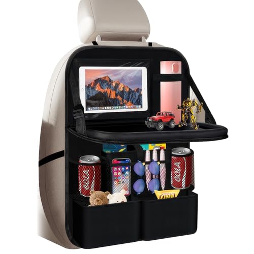 TechVizrs Autositz Organizer, 1 Stück Auto-Rücksitz-Organisator Auto-Kinderrückenlehnen-Schutz Multifunktional Wasserdicht Rücksitz Organizer mit Klapptisch, Tablet Tasche und Viele Taschen von TechVizrs