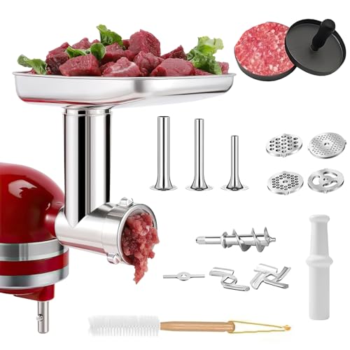 TechVizrs Fleischwolf Aufsatz für KitchenAid Standmixer, Edelstahl Fleischwolf Aufsatz Enthält Wurstfüller, Reinigungsbürste, Slicer Shredder Set für KitchenAid TechVizrs Fleischwolf Aufsatz für KitchenAid Standmixer, Edelstahl Fleischwolf Aufsatz Enthält Wurstfüller, Reinigungsbürste, Slicer Shredder Set für KitchenAid von TechVizrs