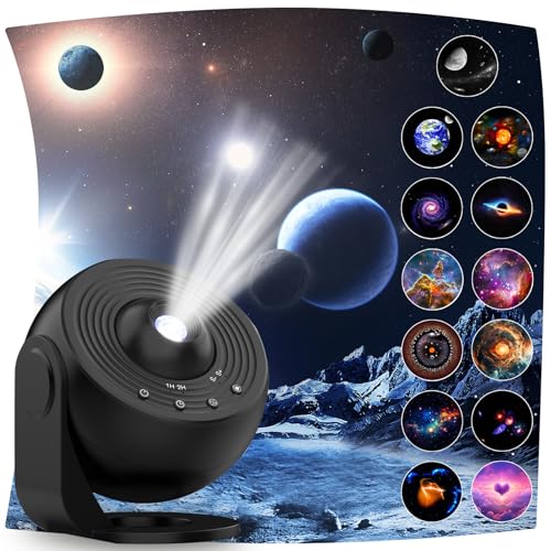 TechVizrs Galaxy Projektor, 360° rotierenden Nebel Lampe Sternenhimmel Nachtlicht,13 in 1 Home Planetarium Star Light Projektor Lampe Sternenhimmel für Kinder Erwachsene (Schwarz) von TechVizrs