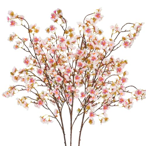 3 Stück Kirschblüten Künstlich 110cm Künstliche Blumen Rosa Kirschblüten Deko Kirschblütenzweige Kunstblumen Wie Echt Blumendeko Lange Stiele für Hochzeit Party Tisch Vase Dekor von Techchii