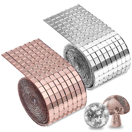 4 Rollen Spiegel Mosaik Selbstklebend 2 Farben, Mosaikfliesen Selbstklebend Mirror Sticker 3840 Stück Mini Spiegel zum Aufkleben, Mosaiksteine zum Basteln für DIY Handwerk Dekoration von Techchii