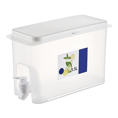 Getränkespender mit Zapfhahn, 3.5 L Kühlschrank Wasserspender Kunststoff Wasserbehälter mit Hahn Große Kanister mit Deckel für Kalte Getränke Obst Teekanne von Techchii