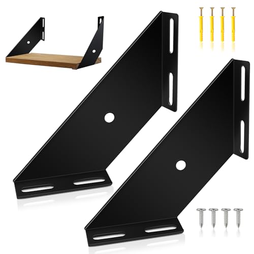 Regalhalterung Schwarz, 2 Stück Regalträger Robuste Metall Regalhalter Wandkonsole mit Montagematerial für Wandregale (15cm) von Techchii