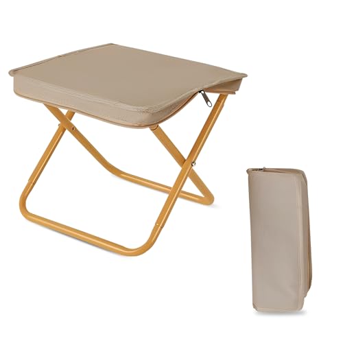 Techchii Camping Hocker Klappbar, Tragbarer Klapphocker Faltbar Angelhocker Mini Outdoor Campingstuhl Klein Klappstuhl mit Aufbewahrungsbeutel für Picknick Trekking Wandern, Tragfähigkeit bis 100kg von Techchii