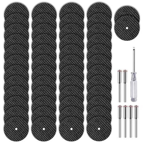 Trennscheibe Set für Dremel, 50 Stück 32mm Mini Metall Trennscheiben Rotationswerkzeug Schleifaufsätze Sägeblatt Zubehör Schneidräder mit 6 Stück 3mm Dorn für Holz Kunststoff Metall Stein von Techchii