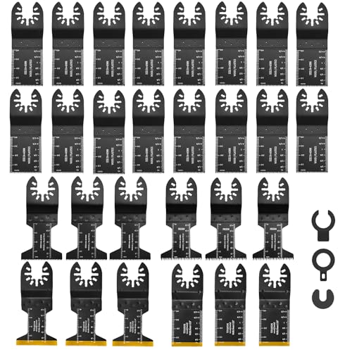 Universal Multitool Sägeblätter 31pcs Oszillierendes Sägeblatt Set Holz Kunststoff Metall Multifunktionswerkzeug Zubehör Set Oszillierwerkzeug Inkl. 6 pcs Titan Sägeblatter für Schnellwechsel von Techfection