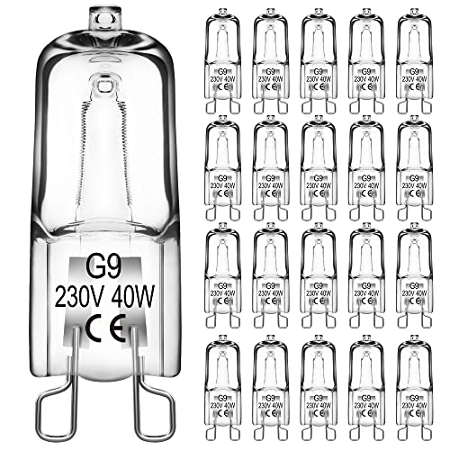 Techgomade G9 Halogen Leuchtmittel 40W, Halogen G9 Dimmbar, 450LM 3000K Warmweiß - 20 Stück von Techgomade