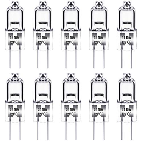 Techgomade Halogenlampen, Dimmbare G4 Halogenlampen, 10W Halogen-Stiftsockellampen, 3000K Warmweiß, 150LM, 12V, Kapsel Lampe für Innenbeleuchtung, Schlafzimmer, Kocher, Signallampe, 10 Stück von Techgomade