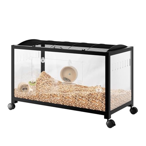 Hamsterkäfig, Mäusekäfig, Nagerkäfig Mit Häuschen, Schaufenster Aus Acrylglas, Transparenter Hamsterlebensraum Für Ratten, Meerschweinchen, 97l x 47w x 51h cm von Techigher