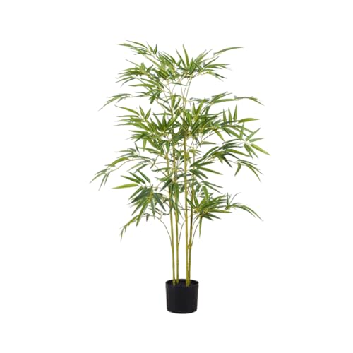 Techigher 100cm Künstliche Bambuspflanze,natürlicher künstlicher Bambusbaum im Topf,Bambusbaum mit naturgetreuem Stamm und Seidenblättern für die Innen- und Außendekoration im Homeoffice oder von Techigher