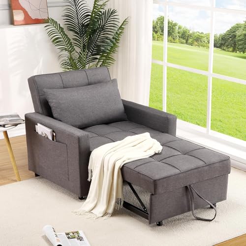 Techigher Klappsofa Schlafsessel Mit Bettfunktion, 3-in-1 Schlafsofa Klein Schlafsessel Mit Seitentasche Und Regulierbarer Rückenlehne Für Gästebett von Techigher