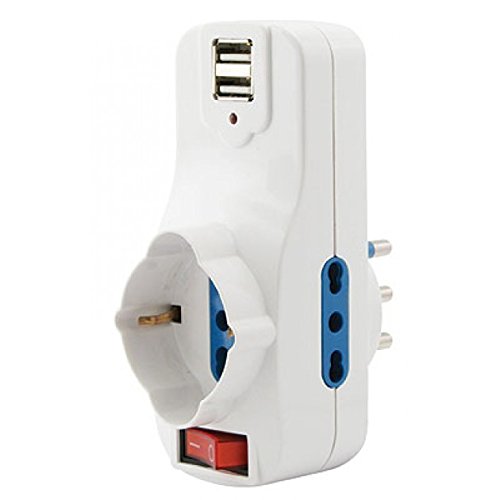 Adapter mit Stecker 16A Dreh-und 2 USB p von Techly