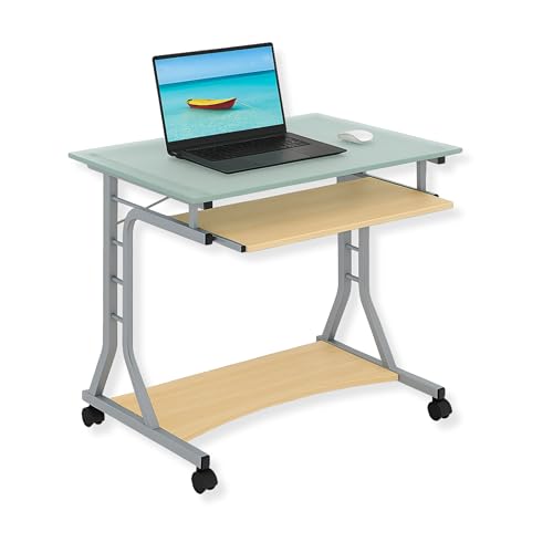 Compact Pc Desk With Glass Floor von Techly