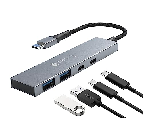 TECHLY 366945 Hub USB3.2 Slim 2 USB-A und 2 USB-C™ Ports Silver von Techly