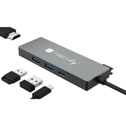 TECHLY 366952 Dockingstation USB3.2 Type-C™ mit 3 USB-Ports und 1 HDMI Grau von Techly