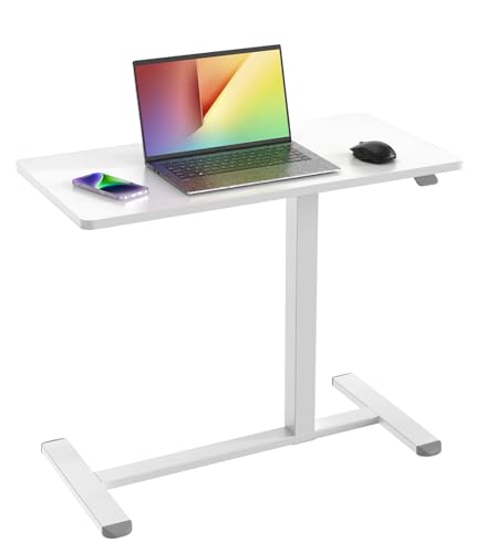 TECHLY 368765 Sit-Stand kompakter Schreibtisch Arbeitsplatz mit verstellbarer Höhe weiß von Techly