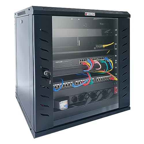TECHLY PROFESSIONAL 367461 Rack Rack 19 Zoll Wandregal 9 Einheiten Tiefe 600 mm Flat Pack Schwarz Schwarz von Techly